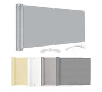 HNBFKD Brise Vue Balcon Opaque Extérieur - 4x0.55M/400x55CM Gris Clair - Brise Vent Terrasse avec Œillets, Cordons, Résistant à l'eau & aux Intempéries - Cache Balconavec Protection UV