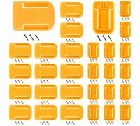 HNBun Lot de 30 supports muraux pour batterie Dewalt 20 V 60 V | Organiseur de batterie avec plastique ABS, 30 supports et 90 vis, étagère murale, panneau perforé, garage, atelier