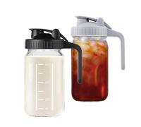 Hniuyun Lot de 2 pichets à lait, 946 ml - Bocaux Mason en verre résistant à la chaleur à large ouverture avec couvercle verseur pour lait maternel, thé glacé, café froid, conservation de jus (Noir et