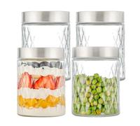 Hniuyun Lot de 4 bocaux hermétiques en verre de 473,6 g avec couvercles en acier inoxydable pour avoine, épices, bonbons, loisirs créatifs