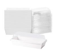 Hniuyun Lot de 50 boîtes à charcuterie en papier avec couvercles transparents, boîtes à dessert carrées blanches pour boulangerie, tranches de gâteaux, cupcakes, sandwichs et biscuits (19 cm)