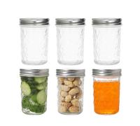 Hniuyun Mason Jars Lot de 6 bocaux à gelée de 240 ml avec couvercles réguliers, récipients de rangement en verre transparent pour fermentation, marinage, avoine de nuit, confiture, cadeau de douche
