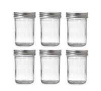 Hniuyun Mason Jars Lot de 6 bocaux à gelée de 240 ml avec couvercles réguliers, récipients de rangement en verre transparent pour fermentation, marinage, avoine de nuit, confiture, cadeau de douche