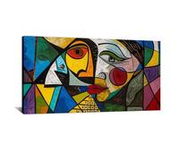 HNKDKJ Picasso Toile Mur Art Abstrait Ligne Art Conception Originale Visages Colorés Impression Picasso Décoration Murale Grande Impression 80X120cm/31x48inch-Cadre Intérieur
