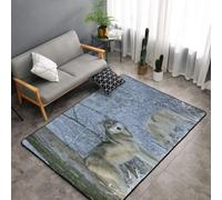 Hnnkloy Animaux Sauvages Loup imprimé, Tapis de Sol antidérapant de Grande Taille pour Salon et Chambre, 150 x 100 cm.