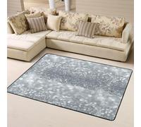 Hnnkloy Blanc argenté pailleté Bokeh Glamour Tendance étincelant, Tapis de Sol antidérapant de Grande Taille pour Salon et Chambre, 160 x 120 cm.