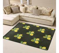 Hnnkloy Bouquet de Citron avec Branche et lys Noirs, Tapis de Sol antidérapant de Grande Taille pour Salon et Chambre, 160 x 120 cm.