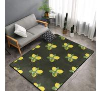 Hnnkloy Bouquet de Citron avec Branche et lys Noirs, Tapis de Sol antidérapant de Grande Taille pour Salon et Chambre, 150 x 100 cm.
