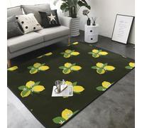 Hnnkloy Bouquet de Citron avec Branche et lys Noirs, Tapis de Sol antidérapant pour Salon et Chambre, 208 x 148 cm