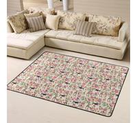 Hnnkloy Chiens Fox Terrier à Poil Dur, Fleurs de Pâques, Tapis de Sol antidérapant de Grande Taille pour Salon et Chambre, 160 x 120 cm.