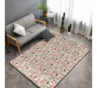 Hnnkloy Chiens Fox Terrier à Poil Dur, Fleurs de Pâques, Tapis de Sol antidérapant de Grande Taille pour Salon et Chambre, 150 x 100 cm.