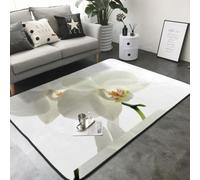 Hnnkloy Fleurs Blanches, orchidées, élégantes, Modernes et Tendance., Tapis de Sol antidérapant pour Salon et Chambre, 208 x 148 cm