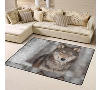 Hnnkloy Imprimé Loup Sauvage, Tapis de Sol antidérapant de Grande Taille pour Salon et Chambre, 160 x 120 cm.