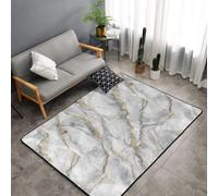 Hnnkloy Marbre Blanc, marbre Tendance, Granit, Pierre dorée, Noir, Gris, Tapis de Sol antidérapant de Grande Taille pour Salon et Chambre, 150 x 100 cm.
