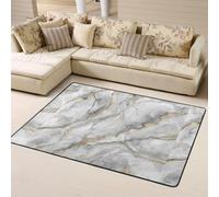 Hnnkloy Marbre Blanc, marbre Tendance, Granit, Pierre Or, Noir, Gris, Tapis de Sol antidérapant de Grande Taille pour Salon et Chambre, 160 x 120 cm.