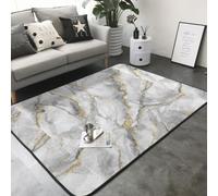 Hnnkloy Marbre Blanc, marbre Tendance, Granit, Pierre Or, Noir, Gris, Tapis de Sol antidérapant pour Salon et Chambre, 208 x 148 cm