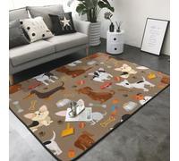 Hnnkloy Motif de Chiens Mignons et drôles, Tapis de Sol antidérapant pour Salon et Chambre, 208 x 148 cm