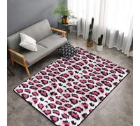 Hnnkloy Motif léopard Rose Tendance sans Couture, Tapis de Sol antidérapant de Grande Taille pour Salon et Chambre, 150 x 100 cm.