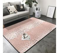 Hnnkloy Tendance Faux Rose doré pailleté ombré léopard, Tapis de Sol antidérapant pour Salon et Chambre, 208 x 148 cm