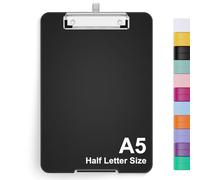 Hnogri Porte-bloc A5 avec rangement, Planches à pince pliables pour infirmières, Planches à pince pliables en plastique, Fournitures de bureau, menu pour le travail, Black