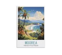 HNROJICO Moorea Poster de voyage vintage Polynésie française 30 x 45 cm Décoration murale pour chambre à coucher et salon