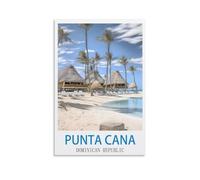 HNROJICO Punta Cana - Impression sur toile vintage de voyage - République dominicaine - Décoration murale pour chambre à coucher et salon - 30 x 45 cm