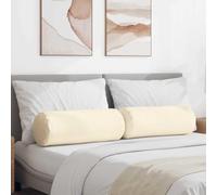 HNSMFPRE Coussins Rouleau Velours Côtelé 2 Pièces Crème 25x70 cm | Rembourrage Polyester, Housse Amovible Avec Fermeture Éclair, Pour Salon Chambre Bureau