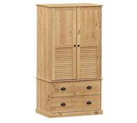HNSMFPRE Garde-Robe Vigo 90x55x170 cm en Bois Massif de pin | Rail intérieur,2 tiroirs,poignées et boutons en métal,chiffon humide,fixation murale fournie