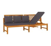 HNSMFPRE Lit de Jour en Bois d'Acacia Massif avec Coussin Gris 200x60x75 cm | Banquette convertible, bois dur tropical, coussins moelleux, côté réglable, montage facile, détente extérieure