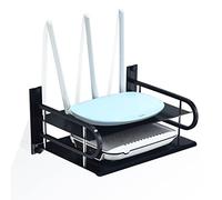 HNVNER Étagère Murale de Métal 2 Niveaux pour Projecteur Routeur, 30 x 21cm | Aluminium Anodisé, Capacité 5kg, Gain Place pour 2 à 3 Appareils, Flottantes Étagère pour Livebox Bbox Modem, Sans Perçage