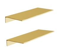 HNVNER Etagere Murale Dorée Brossée en Métal, pour Salon, Salle de Bain | 30 x 12,5 cm, 2 Pièces, Aluminium Épais de 2 mm, Antirouille, Etagere Douche Sans Perçage, Tablette Murale de Décoration