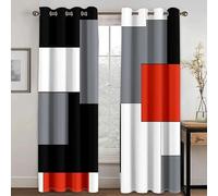 HNYDM Rideaux occultants 2 Panneaux Abstrait géométrique Rouge Moderne Rideaux de fenêtre pour Salon Chambre Cuisine Porte Maison WxH/2x70x180cm Rideau occultant
