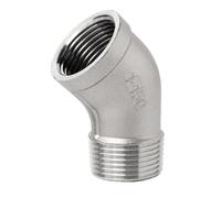 HNZHUXUE Raccords de Tuyaux En Acier Inoxydable, 1/4" 3/8" Raccord de Tuyau En Acier Inoxydable 304, 1/2", 3/4", 1", 1-1/4", 1-1/2", 2", Femelle Vers Mâle, Coude À 45 Degrés, 1 Pièce/Dn40
