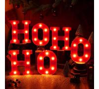 Ho Ho Ho Décorations de Noël d'intérieur, lettres lumineuses à DEL de 16 cm pour chapiteau Hohoho, panneau lumineux de Noël à piles pour maison, table, cheminée, chambre, bar, décoration de fête de