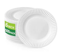 HO-SFSM 100 Pièces Assiette de Fête Blanc, Assiettes à Dessert Rondes, Assiettes en Carton Blanches pour Les Fêtes, Barbecues et Pique-niques
