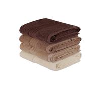 HOB8681181150368 Lot 4 serviettes de main 50x90 cm coton éponge crème et bruns dégradés