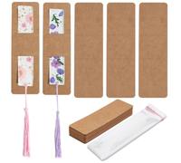 HOBBIESAY 120Pcs Porte Marque Page Kraft 60Sets DIY Marque Pages Cartes D'Affichage Vierges Pochette pour Marque Page Kraft avec Sacs en Cellophane OPP Bois Massif pour les Amoureux des Livres Cadeaux
