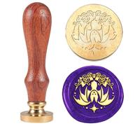 Hobbspring 1 sceau de cire vintage d'Halloween chauve-souris - 25 mm - Tête de tampon amovible en laiton avec poignée en bois - Pour enveloppes, invitations, décoration de bouteille