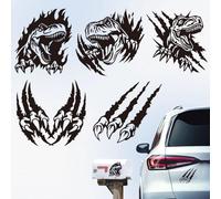 Hobbspring 5 pièces 3D Réaliste Dinosaure Griffe Autocollant Voiture T-Rex Rayure Vinyle Autocollant pour Fenêtre de Voiture SUV Camion Ordinateur Portable Casque Noir Autocollant de Voiture Étanche