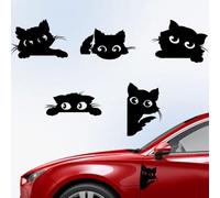 Hobbspring 5Pcs Peeking Cat 14.8x15.5cm Waterproof Vinyl Stickers Black Funny Cats Sticker Réfléchissant Autocollants de Voiture pour Fenêtre de Voiture Ordinateur Portable Bagages Décoration