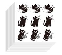 Hobbspring Lot de 180 autocollants en papier autocollant motif chat noir - 90 x 90 mm - Autocollants décoratifs imperméables pour planificateur d'animaux mignons pour fête, scrapbooking, calendrier