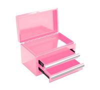 Hobby - Boîte de rangement en métal avec 2 tiroirs et couvercle à charnière pour petits outils, quincaillerie et fournitures, boîte à outils de bureau pour petites pièces, rangement de table de