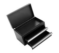 Hobby - Boîte de rangement en métal avec 2 tiroirs et couvercle à charnière pour petits outils, quincaillerie et fournitures, boîte à outils de bureau pour petites pièces, rangement de table de