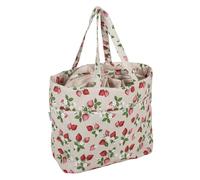 Hobby Gift Grand Sac de Tricot à Cordon, Sac Crochet Organiseur pour Accessoires de Tricot et Loisirs Créatifs, 100% Coton avec Poignée de Transport pour Voyage, 39 x 32 x 32 cm, Fraises