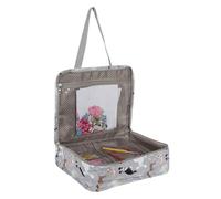 Hobby Gift Grand Sac de Tricot Projet, Sac Organiseur Couture et Crochet pour Voyage et Ateliers, Sac Loisirs Créatifs avec Compartiments de Rangement, 100% Coton, 34 x 28 x 12 cm, Chiens Gris