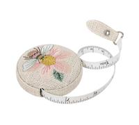 Hobby Gift Mètre ruban rétractable - 150 cm/60" Motif floral brodé abeille double métrique et impérial, housse en tissu polyester, ruban à mesurer de couture compact et portable