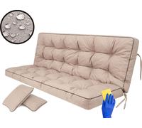 Hobbygarden Coussin de banc Coussin de sol pour banc de jardin Coussin de balançoire Coussin pour balançoire hollywoodienne Outdoor / Indoor - Pola - 140 cm - Beige