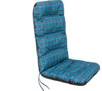 Hobbygarden Coussin de chaise pour meubles de jardin Coussin pour meubles de jardin - Basia - 123 x 48 x 7 cm - Bleu à carreaux