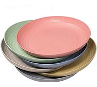 Hobein Lot de 6 assiettes plates de 23 cm - En plastique - Modernes et saines - Incassables - Pour salade, dessert, petit-déjeuner - Passe au micro-ondes et au lave-vaisselle - Sans BPA