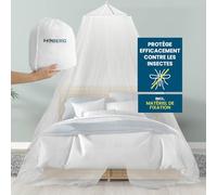 HOBERG Moustiquaire de Voyage | Moustiquaire XXL pour lit bébé, lit Simple et lit Double | Tente moustiquaire d'extérieur 400 Mesh pour Balcon | Auvent Anti-Insectes à Coller ou à Visser - 60 cm Ø